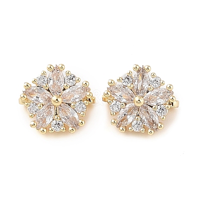 Brass Pave Cubic Zirconia Spacer Bars KK-B090-03A-01G-1