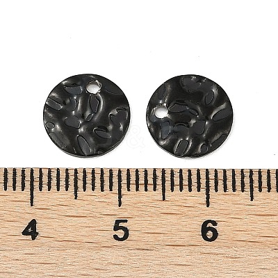304 Stainless Steel Textured Disc Charms STAS-Q336-11B-B-1
