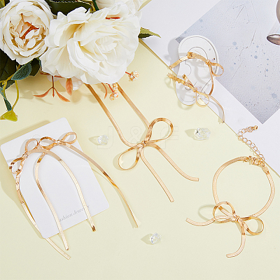 Bowknot Alloy Herringbone Chain Jewelry Kit for Women DIY-FH0006-56G-1