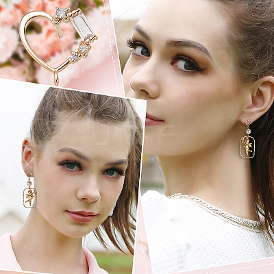 20Pcs Brass Cubic Zirconia Stud Earring Findings KK-BBC0004-98-1