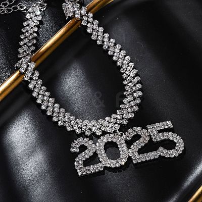 Brass Full Crystal Rhinestone 2025 Pendant Necklaces for Women NJEW-Q005-01P-1