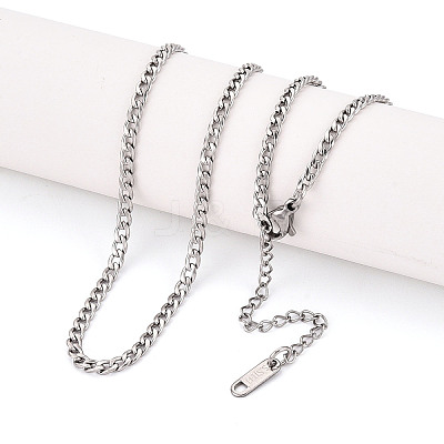 3MM 304 Stainless Steel Curb Chain Necklaces NJEW-N059-01P-1