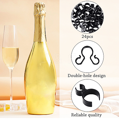 24Pcs 4 Styles Plastic Champagne Bottle Single Holder AJEW-GF0002-01-1