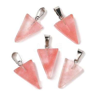 Cherry Quartz Glass Pendants G-B127-04P-11-1