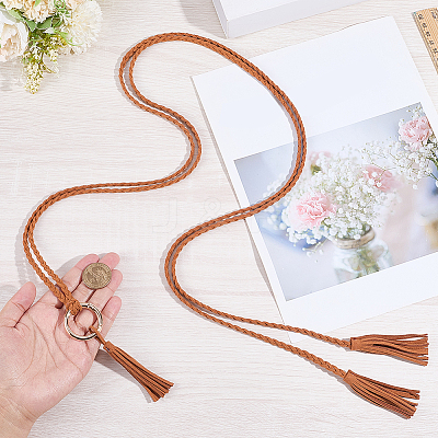 Handmade Imitation Leather Braided Rope Tie Belts AJEW-WH20006-398B-1