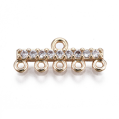 Brass Micro Pave Clear Cubic Zirconia Chandelier Component Links KK-S359-163-RS-1