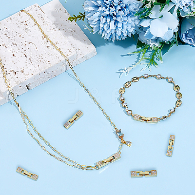 10Pcs Brass Micro Pave Clear Cubic Zirconia Watch Band Clasps KK-PH0014-30G-1