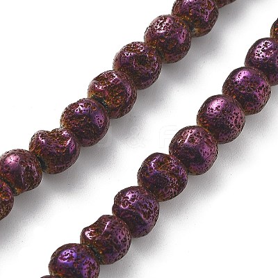 Electroplated Natural Lava Rock Beads Strands G-A251-E01-01B-1
