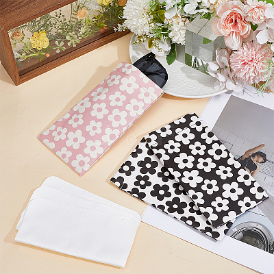 3Pcs 3 Colors Rectangle with Flower Pattern PU Leather Eyelasses Case AJEW-CN0005-64-1