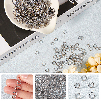 304 1000pcs Stainless Steel Open Jump Rings STAS-SP0001-71D-1