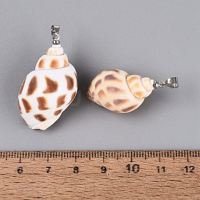Brass & Natural Spiral Shell Pendants SHEL-Q029-16P-1