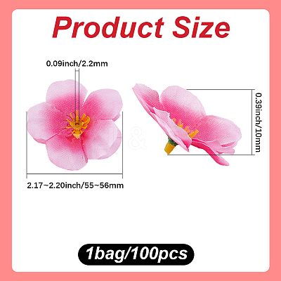 100Pcs Cloth Artificial Flower Head AJEW-GF0013-17B-1