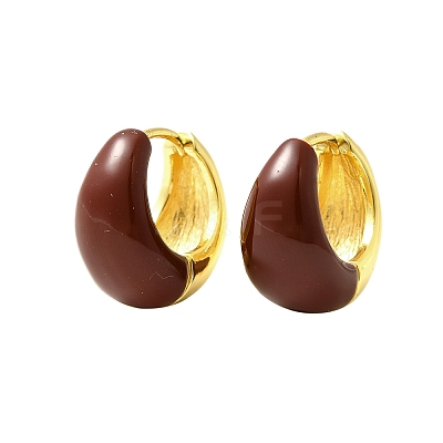 Brass Enamel Hoop Earrings EJEW-B120-07G-02-1