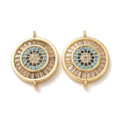 Brass Micro Pave Cubic Zirconia Connector Charms CU-CBA4579-03G-D-1