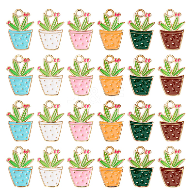 60Pcs 6 Colors Alloy Enamel Pendants ENAM-CJ0004-62-1