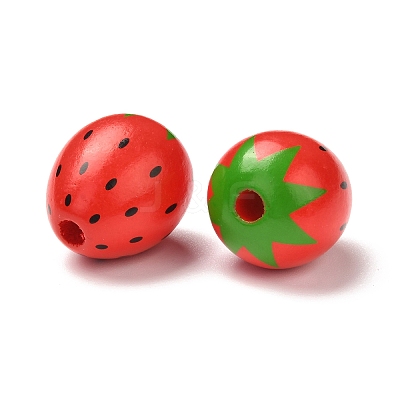 Spray Painted Natural Wood Beads X-WOOD-C007-02-1
