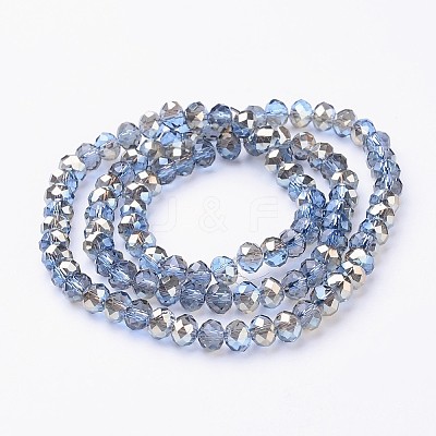 Electroplate Glass Faceted Rondelle Beads Strands EGLA-D020-6x4mm-54-1