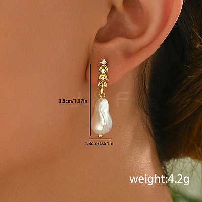 Elegant Brass Dangle Stud Earrings LS-KS8037-3-1