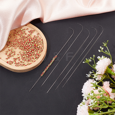 10Pcs 201 Stainless Steel Bented Beading Needles TOOL-BBC0001-07-1-1