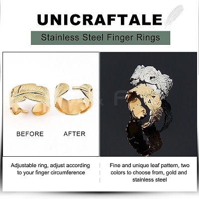 4Pcs 4 Style Ion Plating(IP) 304 Stainless Steel Cuff Rings STAS-UN0032-84-1