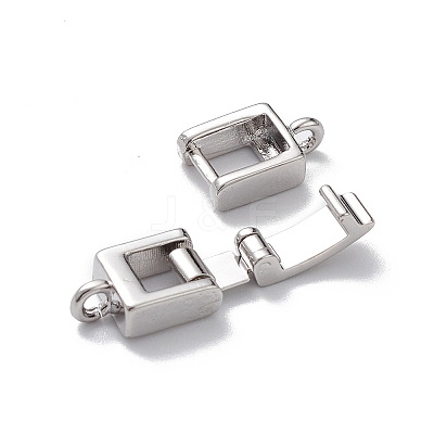Rack Plating Brass Fold Over Clasps with Loops KK-L184-89P-1