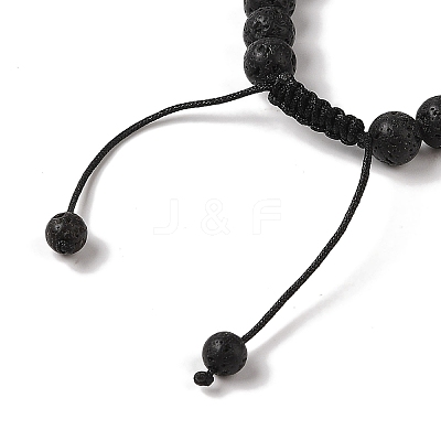 8mm Round Natural Lava Rock Braided Bead Bracelets X-BJEW-C067-01B-09-1