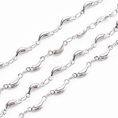 Non-Tarnish 201 Stainless Steel Moon & Oval Link Chains STAS-N092-112-1