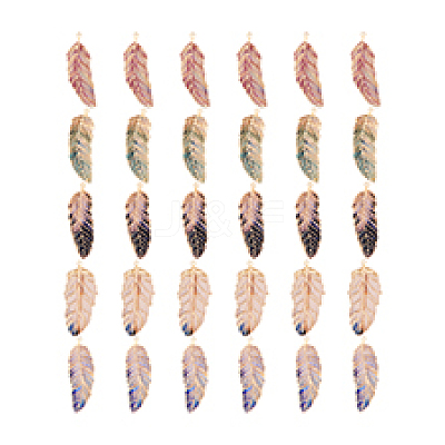 30Pcs 5 Colors Alloy Rhinestone Pendants KK-PH0013-78-1