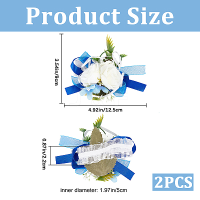 2Pcs Silk Cloth Wrist Corsage AJEW-CP0009-44-1