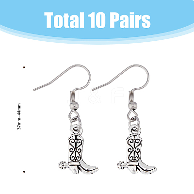 10 Pair 10 Style Alloy Dangle Earrings with 304 Stainless Steel Pins EJEW-AB00035-1