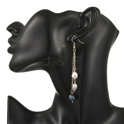 Natural Cultured Freshwater Pearl Tassel Dangle Earrings EJEW-JE07381-01-1