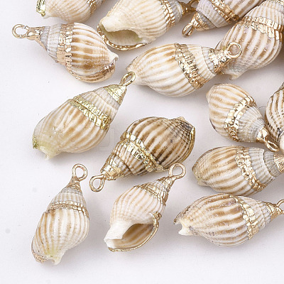 Electroplate Spiral Shell Pendants X-SSHEL-S262-18B-1