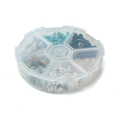 60G 6 Styles Natural & Synthetic Gemstone Beads Chips G-FS0005-80-1