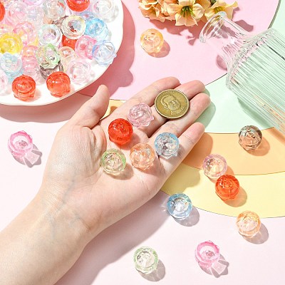 100Pcs Luminous Transparent Acrylic Bead Caps TACR-CJ0001-76-1