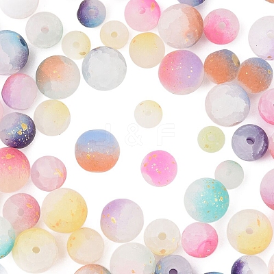 450Pcs Frosted Baking Paint Crackle Glass Beads with Glitter Powder DGLA-FS0001-11-1