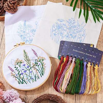 DIY Flower Pattern Embroidery Beginner Kits DIY-TAC0020-38-1