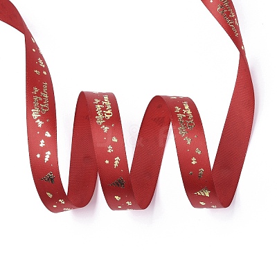 20 Yards Christmas Printed Polyester Satin Ribbon SRIB-P021-B01-1