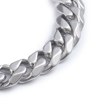 Tarnish Resistant Men's 304 Stainless Steel Cuban Link Chain Bracelets Hand Polished BJEW-L673-001-P-1