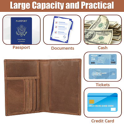 Rectangle Leather Travel Passport Wallet Cover AJEW-WH20096-54C-1