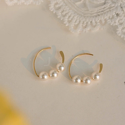 Alloy Plastic Pearl Round Cuff Earrings FS-WG69B0D-01-1