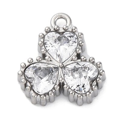 Ion Plating(IP) 304 Stainless Steel Cubic Zirconia Pendants STAS-R141-05P-03-1