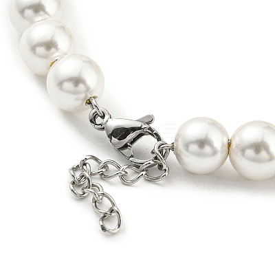 Rack Plating Brass Dragon & Plastic Pearl Beaded Bracelet BJEW-D030-01A-G-1