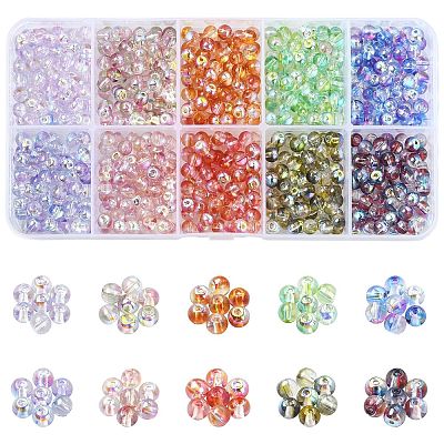 1200Pcs 10 Colors Baking Paint Transparent Glass Beads GLAA-CJ0002-86-1