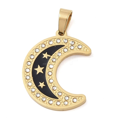 Ion Plating(IP) 304 Stainless Steel Enamel Rhinestone Pendants STAS-Q325-04A-G-1