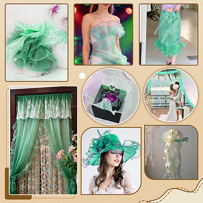 20 Yards Polyester Gradient Pleated Lotus Leaf Lace Fabric DIY-GA0009-90-1