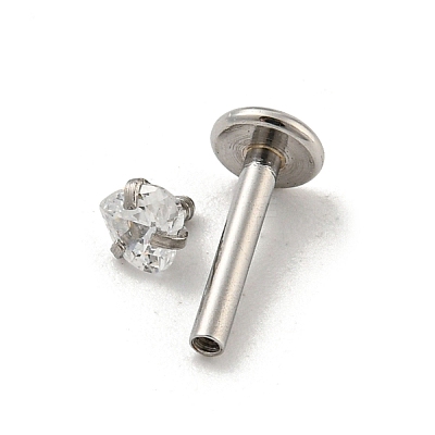 304 Stainless Steel Threaded Flatback Earrings LS-EJEW-NH0001-01C-02-1