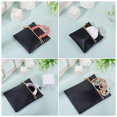 2Pcs 2 Styles Rectangle Square PU Leather Jewelry Gift Zipper Bags ABAG-TADJ0001-01A-1