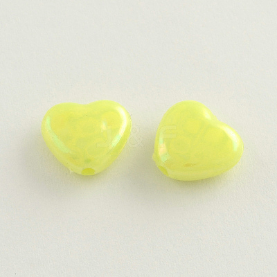 AB Color Plated Heart Acrylic Beads SACR-Q106-07-1