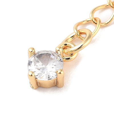 Brass with Cubic Zirconia Chain Extender KK-B102-43G-1
