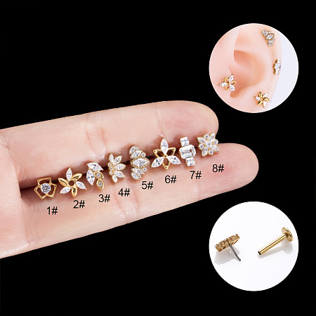 G23 Titanium Micro Pave Clear Cubic Zirconia Cartilage Earrings for Women Men WG8029E-05-1